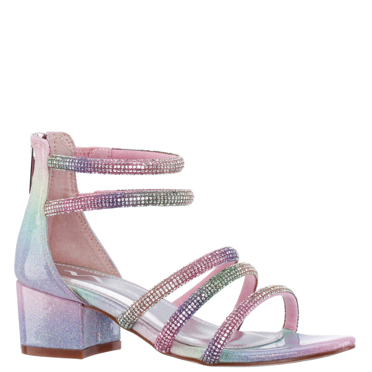 Girls Sparklar Pastel Metallic Rhinestone Dress Sandals | Nina Shoes