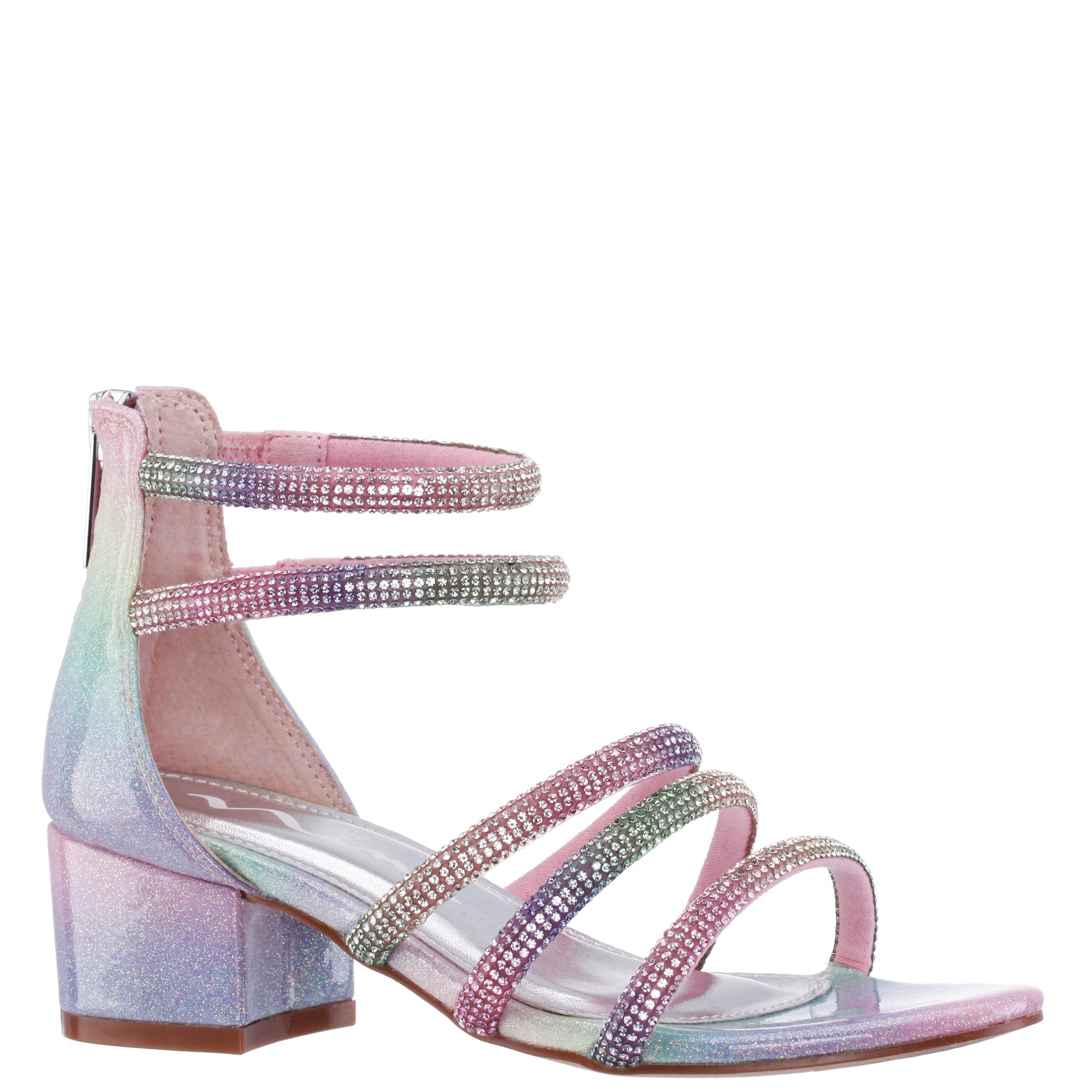 Girls Sparklar Pastel Metallic Rhinestone Dress Sandals | Nina Shoes