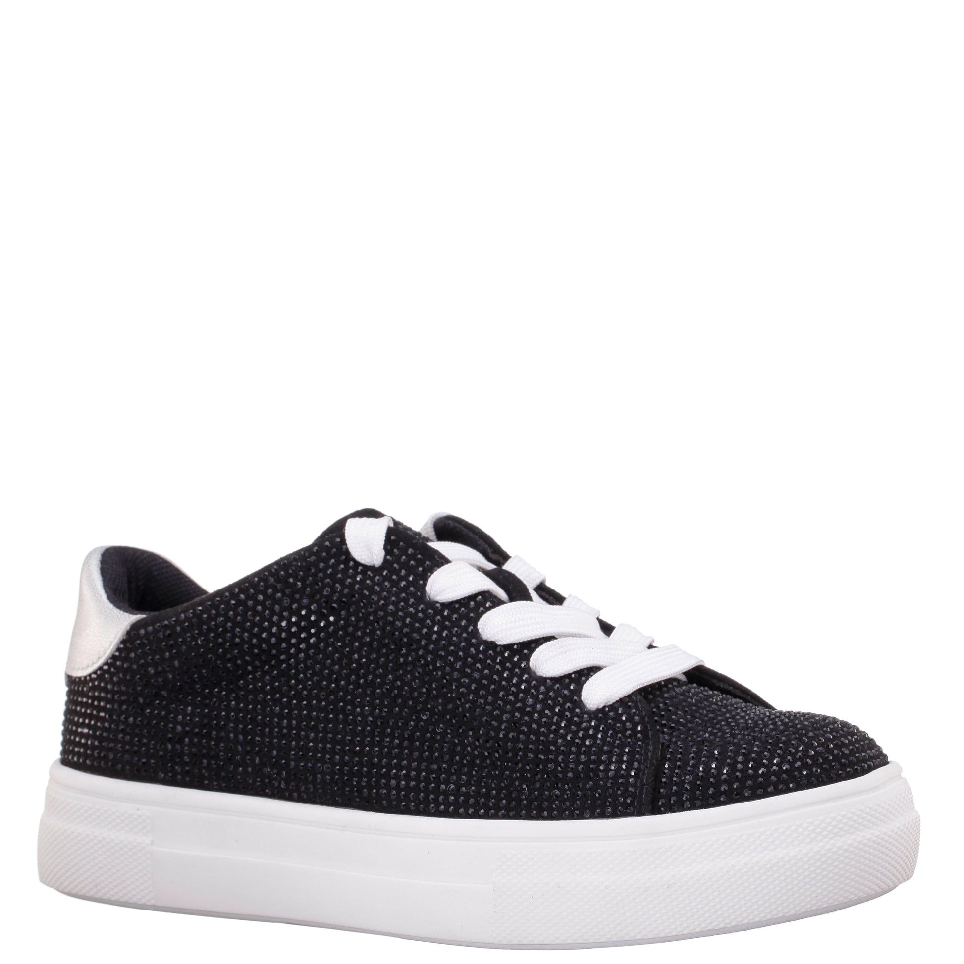 Girls Gigee Black Rhinestone Low Top Sneaker | Nina Shoes