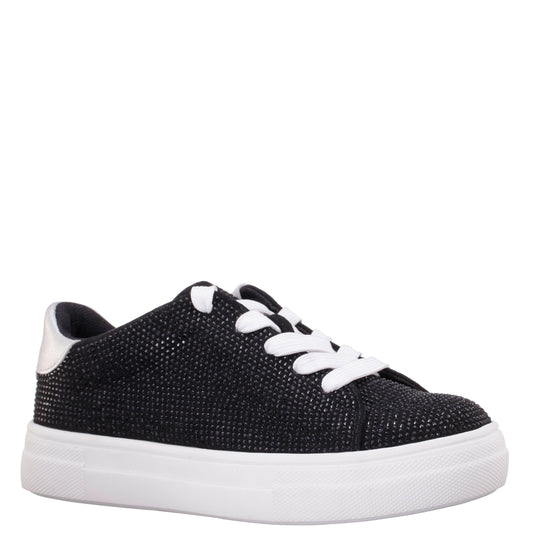Girls Gigee Black Rhinestone Low Top Sneaker | Nina Shoes