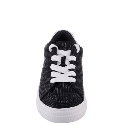 Girls Gigee Black Rhinestone Low Top Sneaker | Nina Shoes