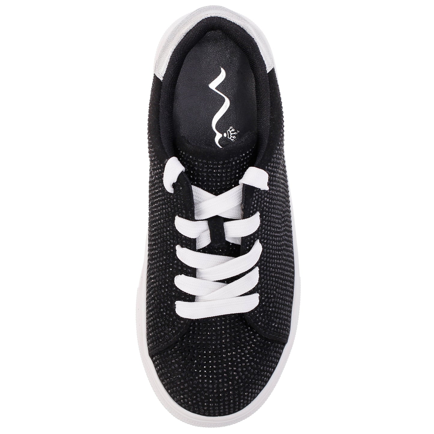 Girls Gigee Black Rhinestone Low Top Sneaker | Nina Shoes