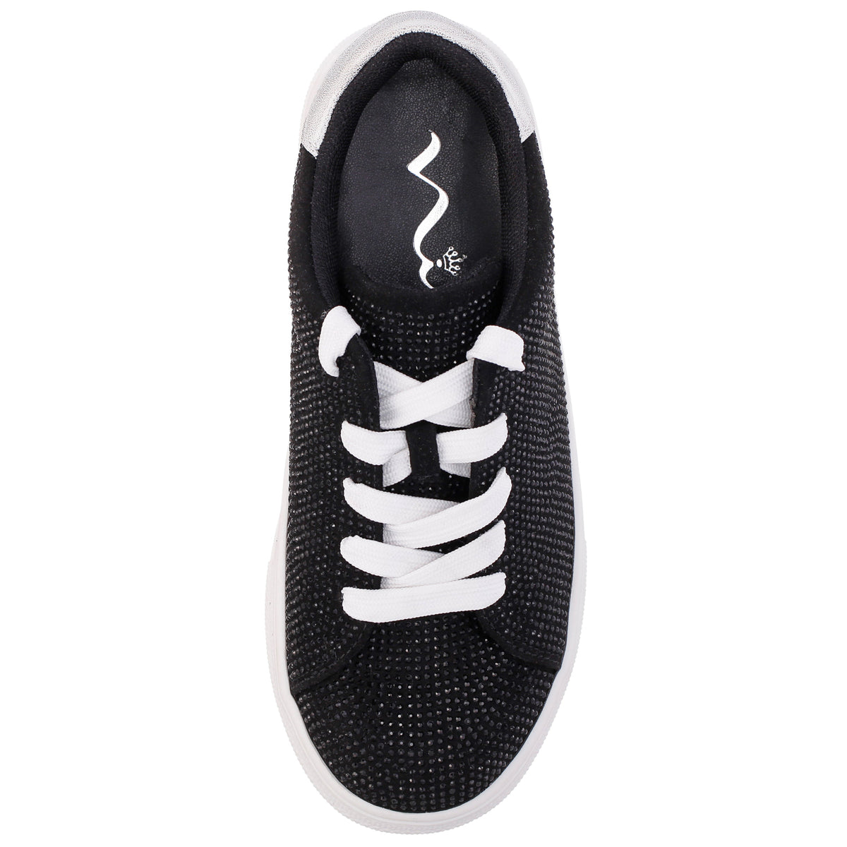 Girls Gigee Black Rhinestone Low Top Sneaker | Nina Shoes