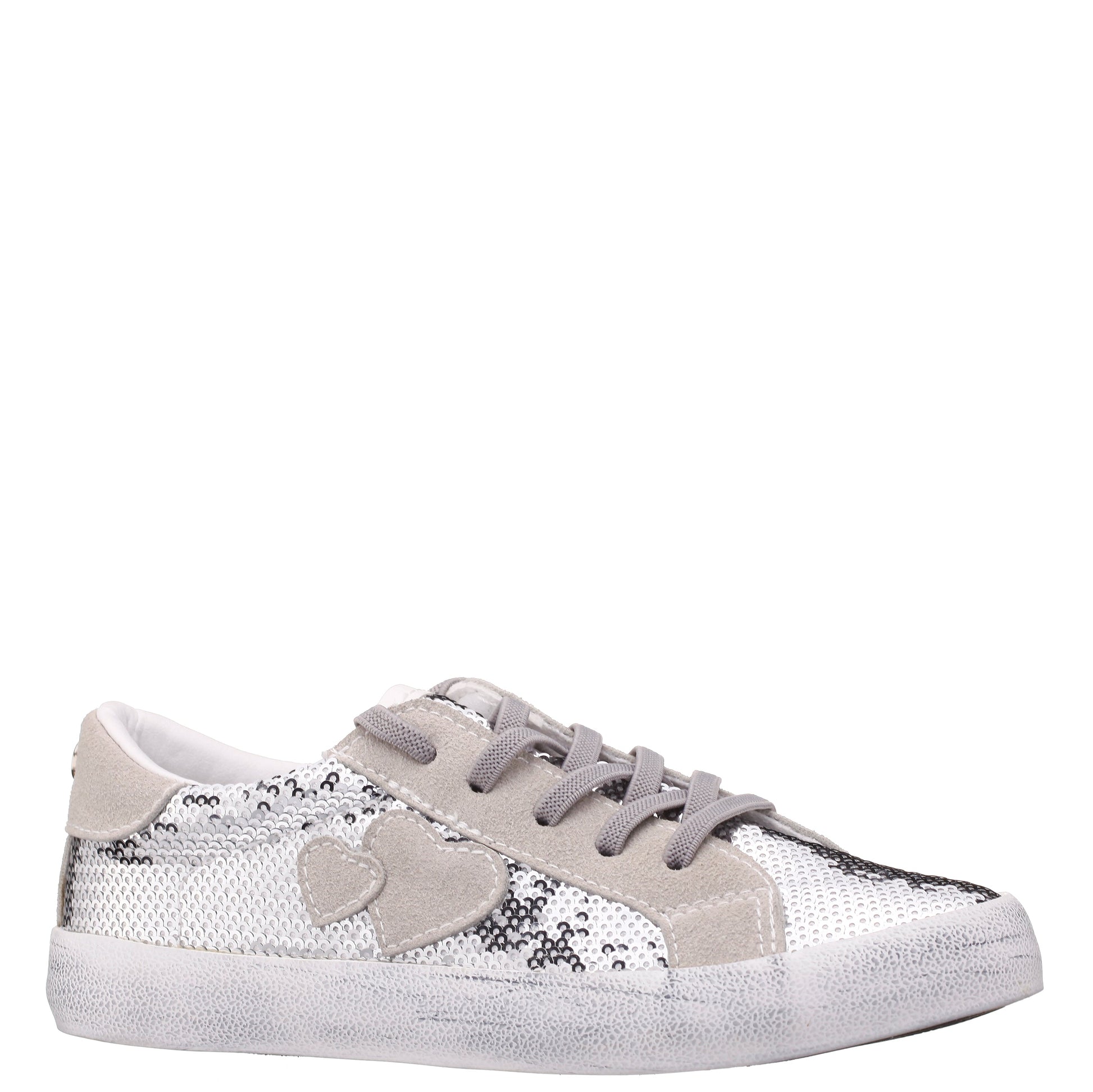 Girls Madelina Silver Sequin Lace Up Sneakers | Nina Shoes