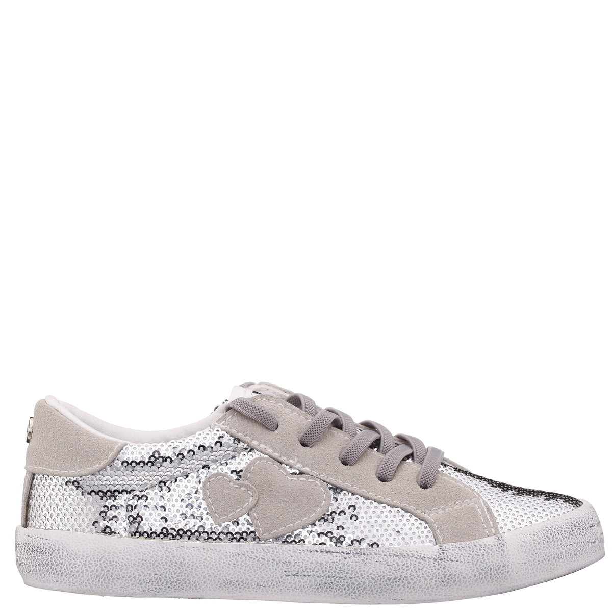 Girls Madelina Silver Sequin Lace Up Sneakers | Nina Shoes
