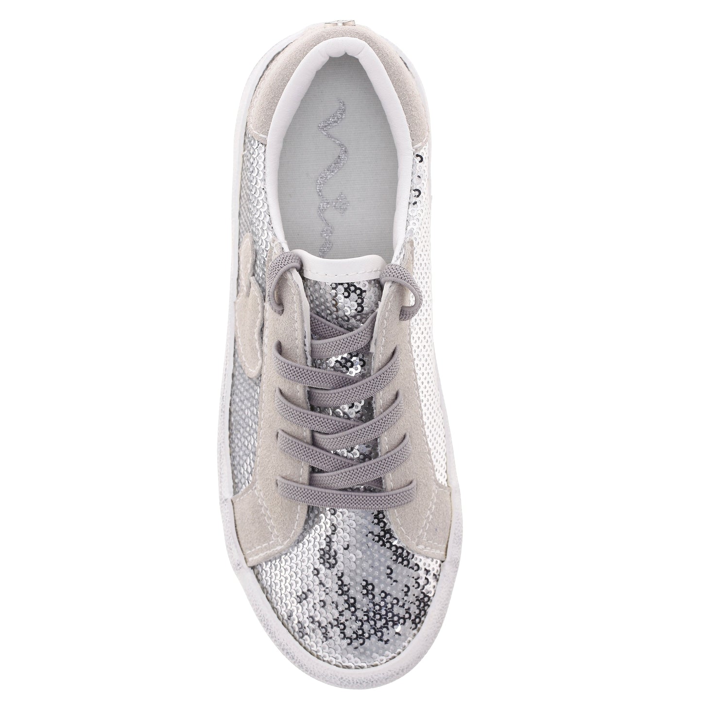 Girls Madelina Silver Sequin Lace Up Sneakers | Nina Shoes