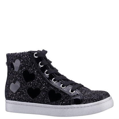 Girls Cass Black Glitter High Top Sneakers | Nina Shoes