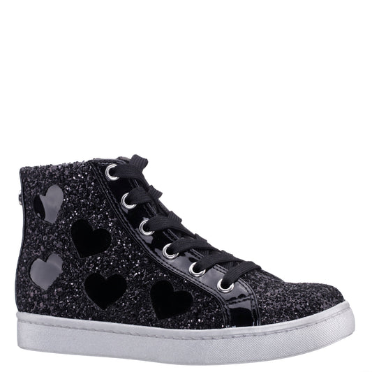 Girls Cass Black Glitter High Top Sneakers | Nina Shoes