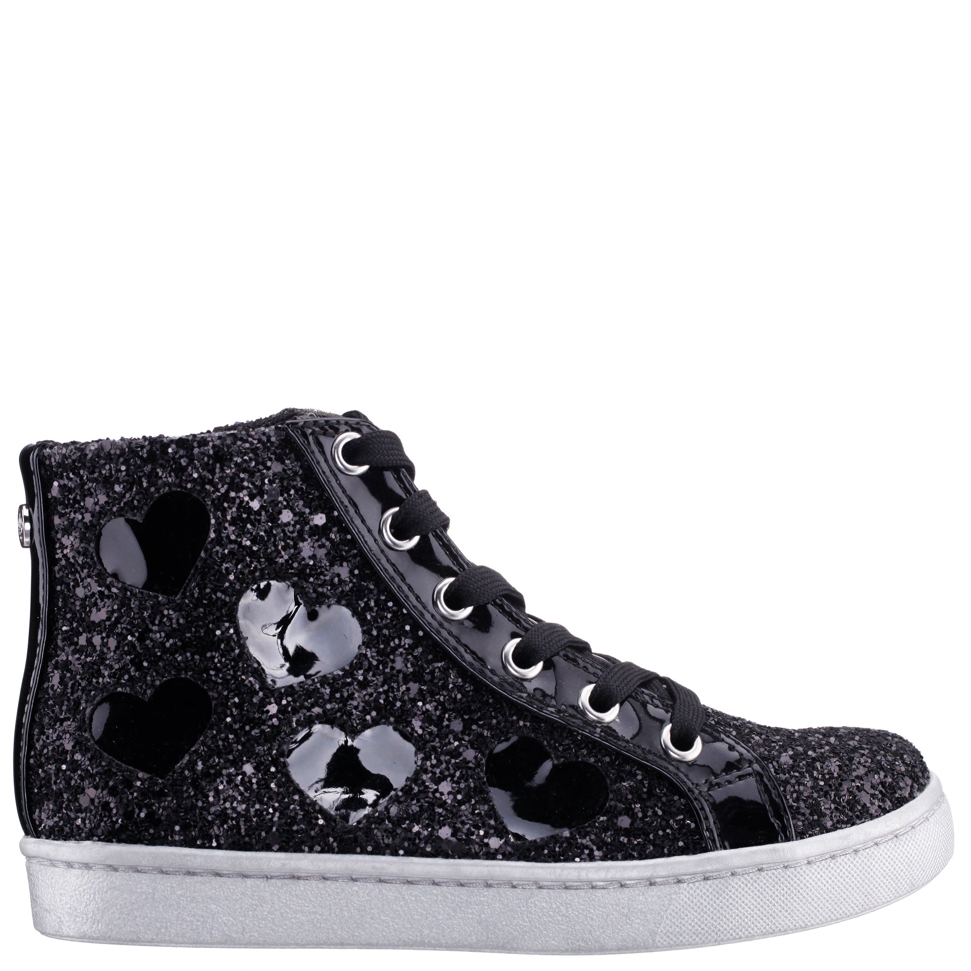 Girls Cass Black Glitter High Top Sneakers | Nina Shoes