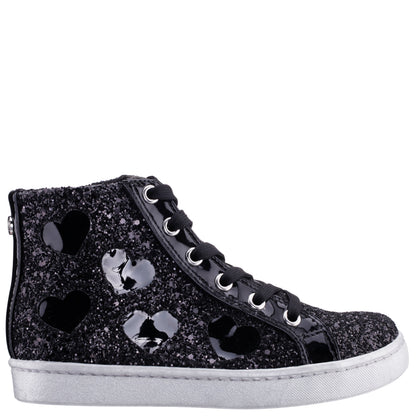 Girls Cass Black Glitter High Top Sneakers | Nina Shoes
