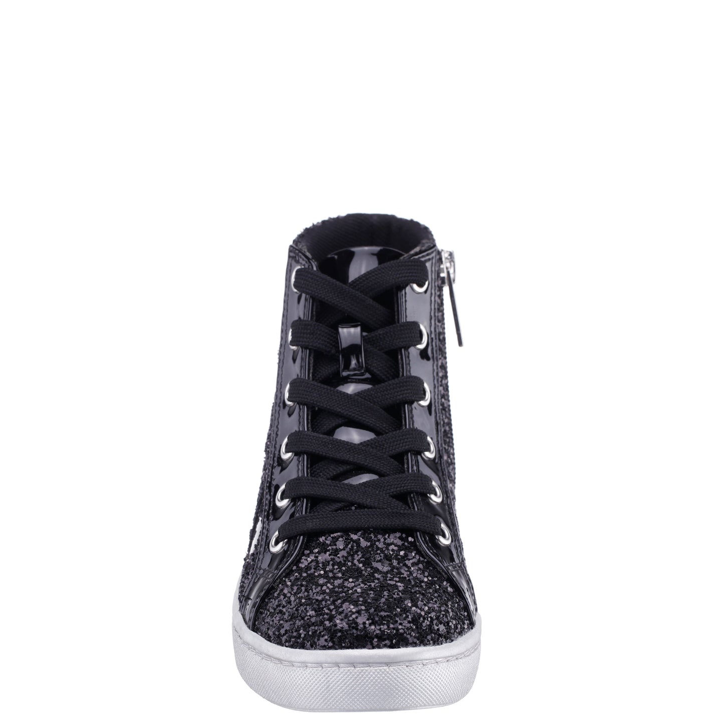 Girls Cass Black Glitter High Top Sneakers | Nina Shoes
