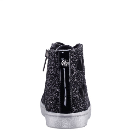 Girls Cass Black Glitter High Top Sneakers | Nina Shoes