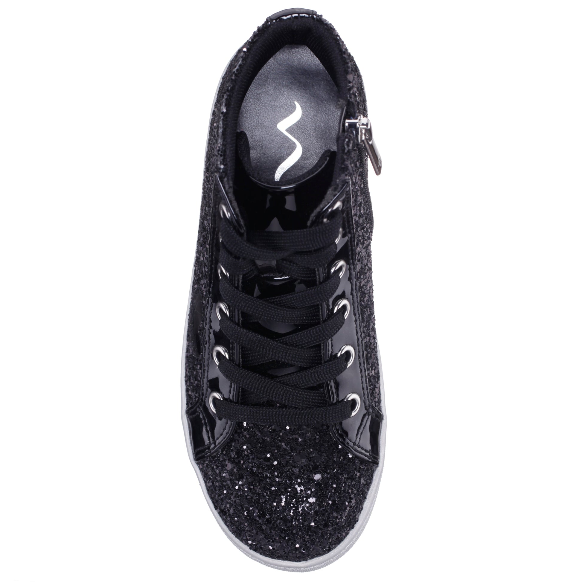 Girls Cass Black Glitter High Top Sneakers | Nina Shoes