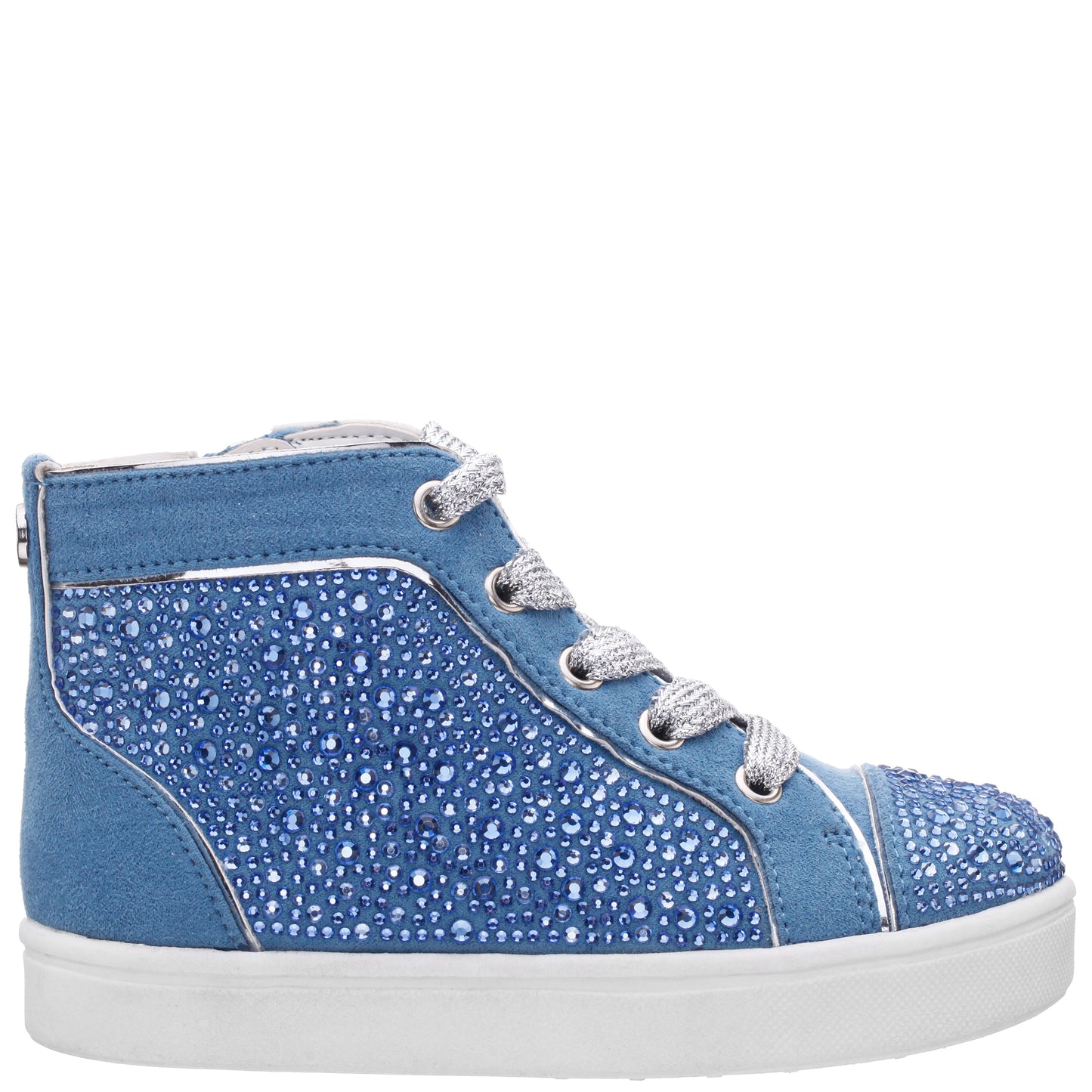 Girls Cossette Blue Rhinestone High Top Sneakers | Nina Shoes