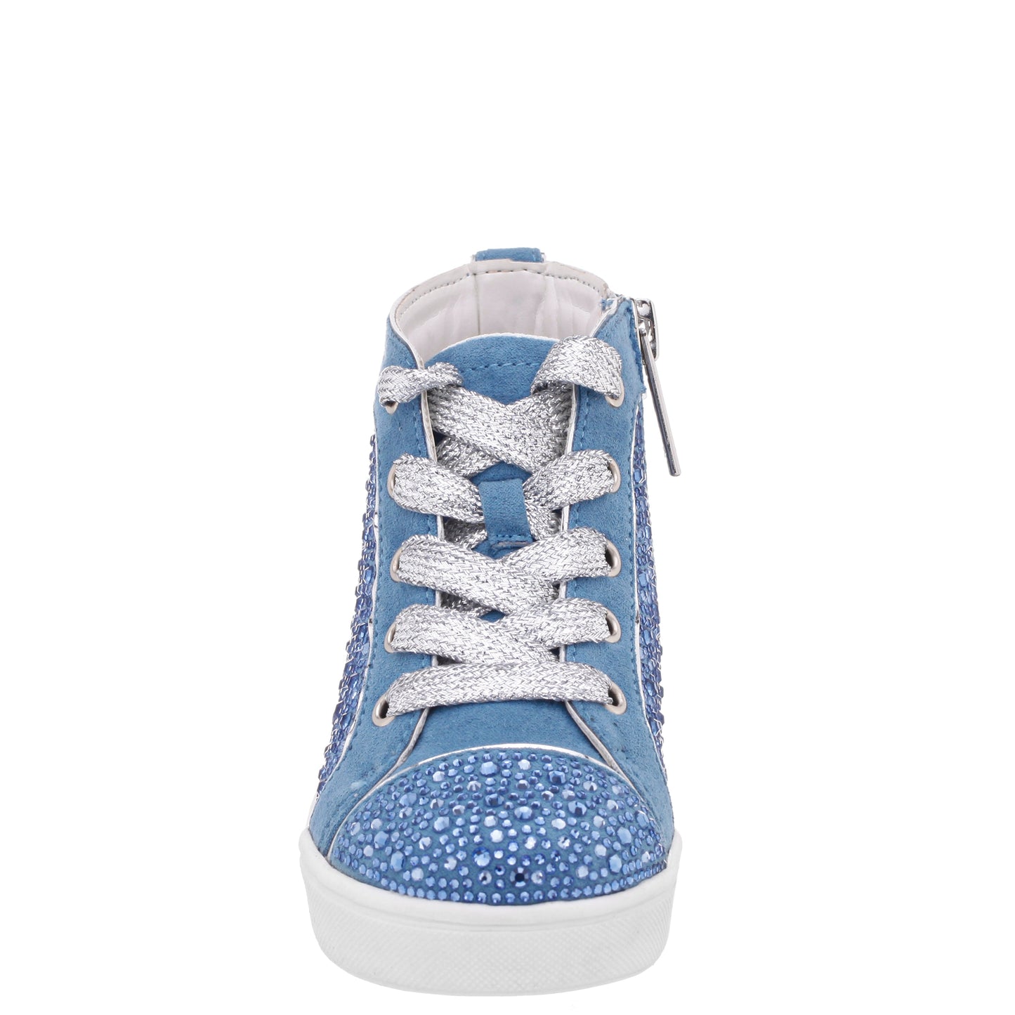 Girls Cossette Blue Rhinestone High Top Sneakers | Nina Shoes