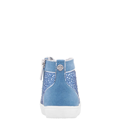 Girls Cossette Blue Rhinestone High Top Sneakers | Nina Shoes