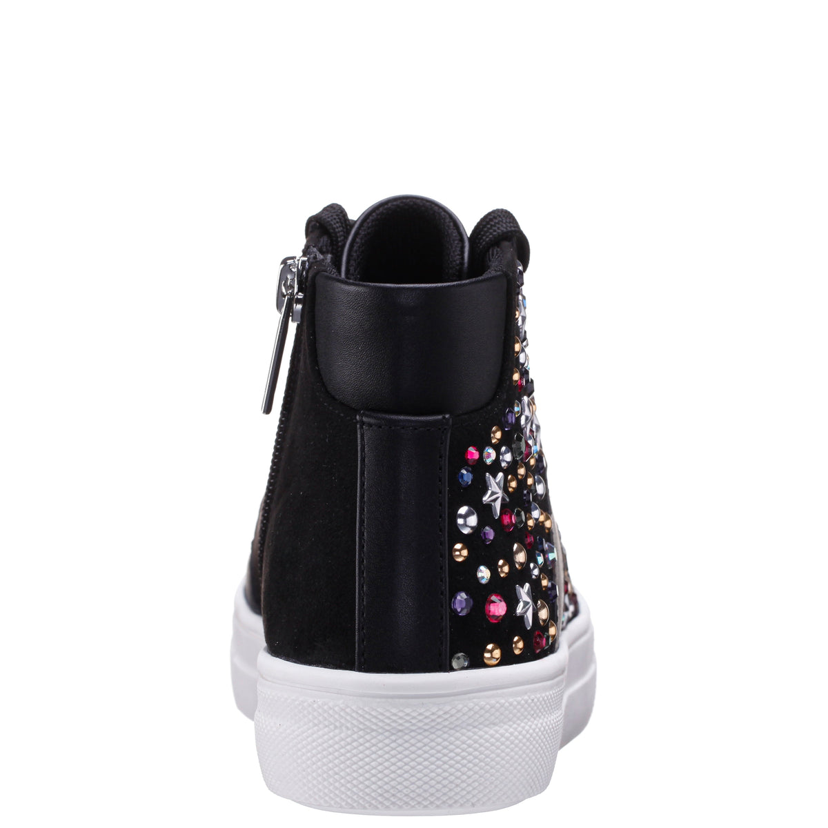 Girls Kala Black Studded High Top Side Zip Sneakers | Nina Shoes