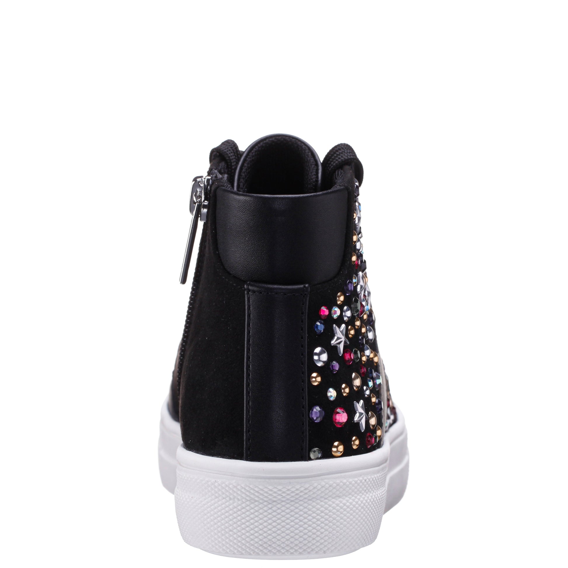 Girls Kala Black Studded High Top Side Zip Sneakers | Nina Shoes