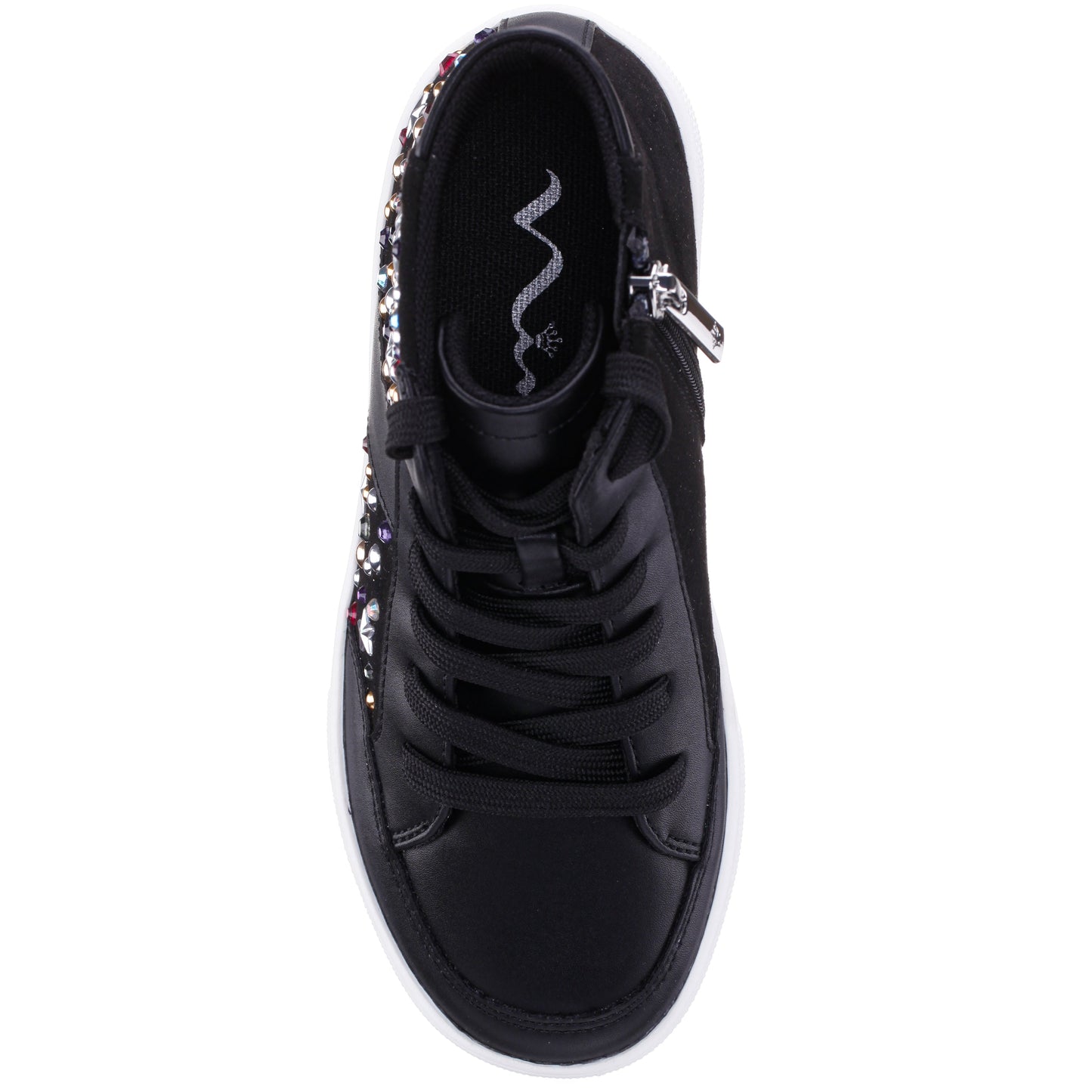 Girls Kala Black Studded High Top Side Zip Sneakers | Nina Shoes