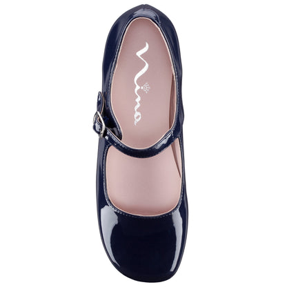 Girls Bonnett Blue Patent Mary Jane dress Shoes | Nina Shoes