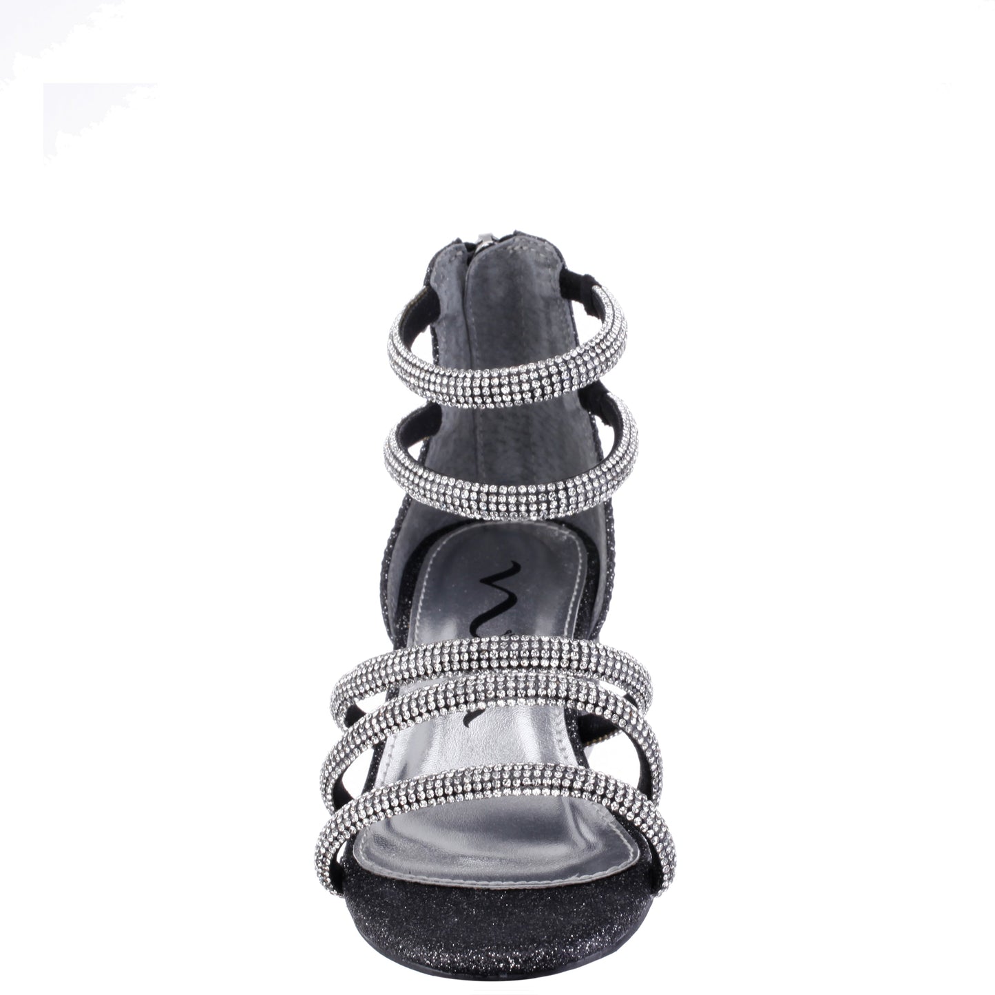 Girls Sparklar Black Glitter Rhinestone Dress Sandals | Nina Shoes