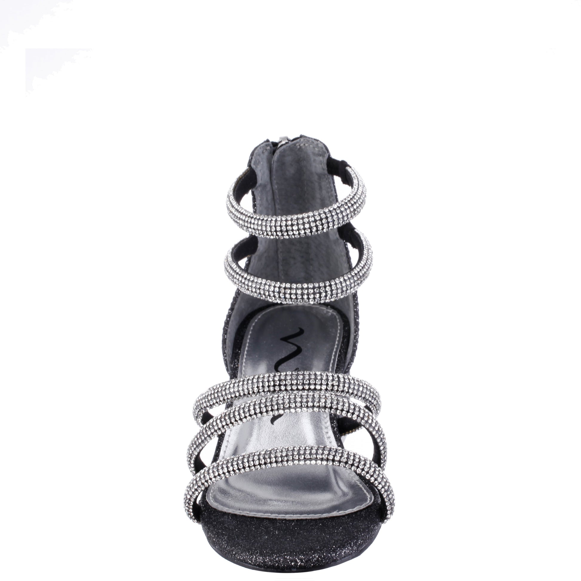 Girls Sparklar Black Glitter Rhinestone Dress Sandals | Nina Shoes