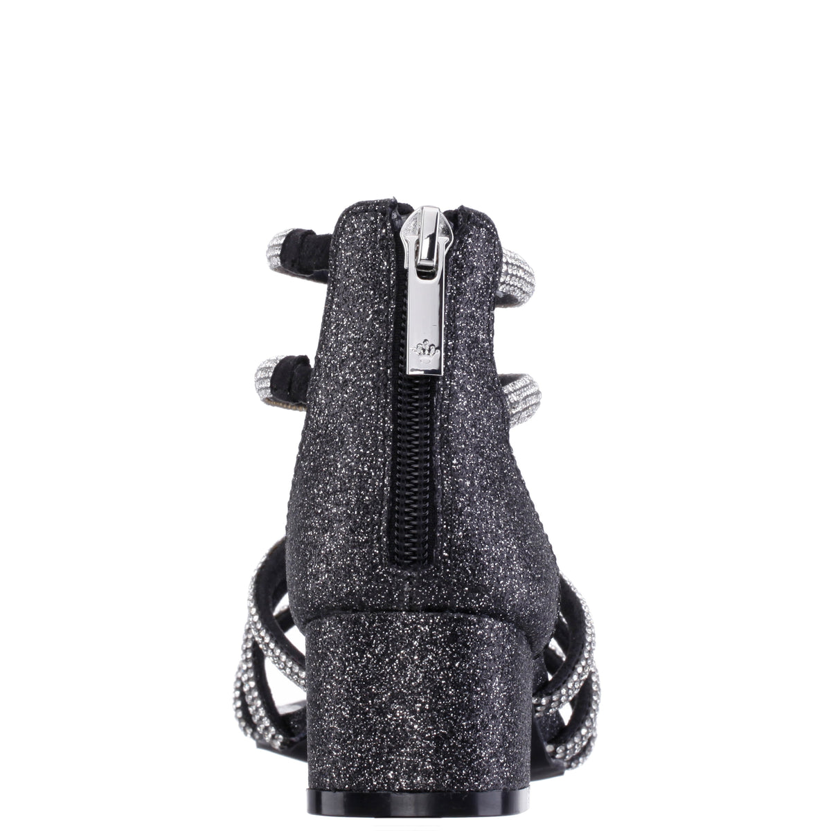 Girls Sparklar Black Glitter Rhinestone Dress Sandals | Nina Shoes