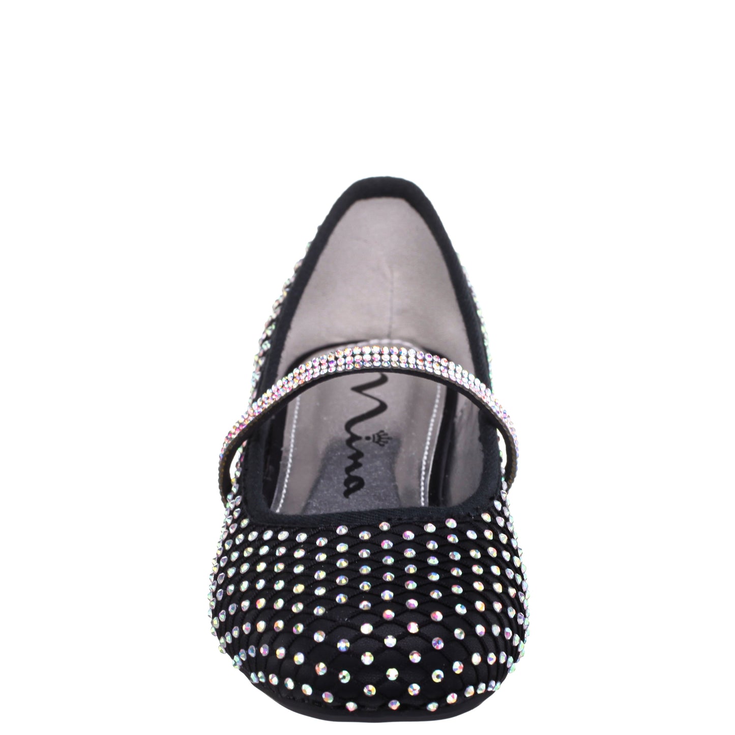 Girls Jessa Black Rhinestone Mesh Ballet Flats | Nina Shoes