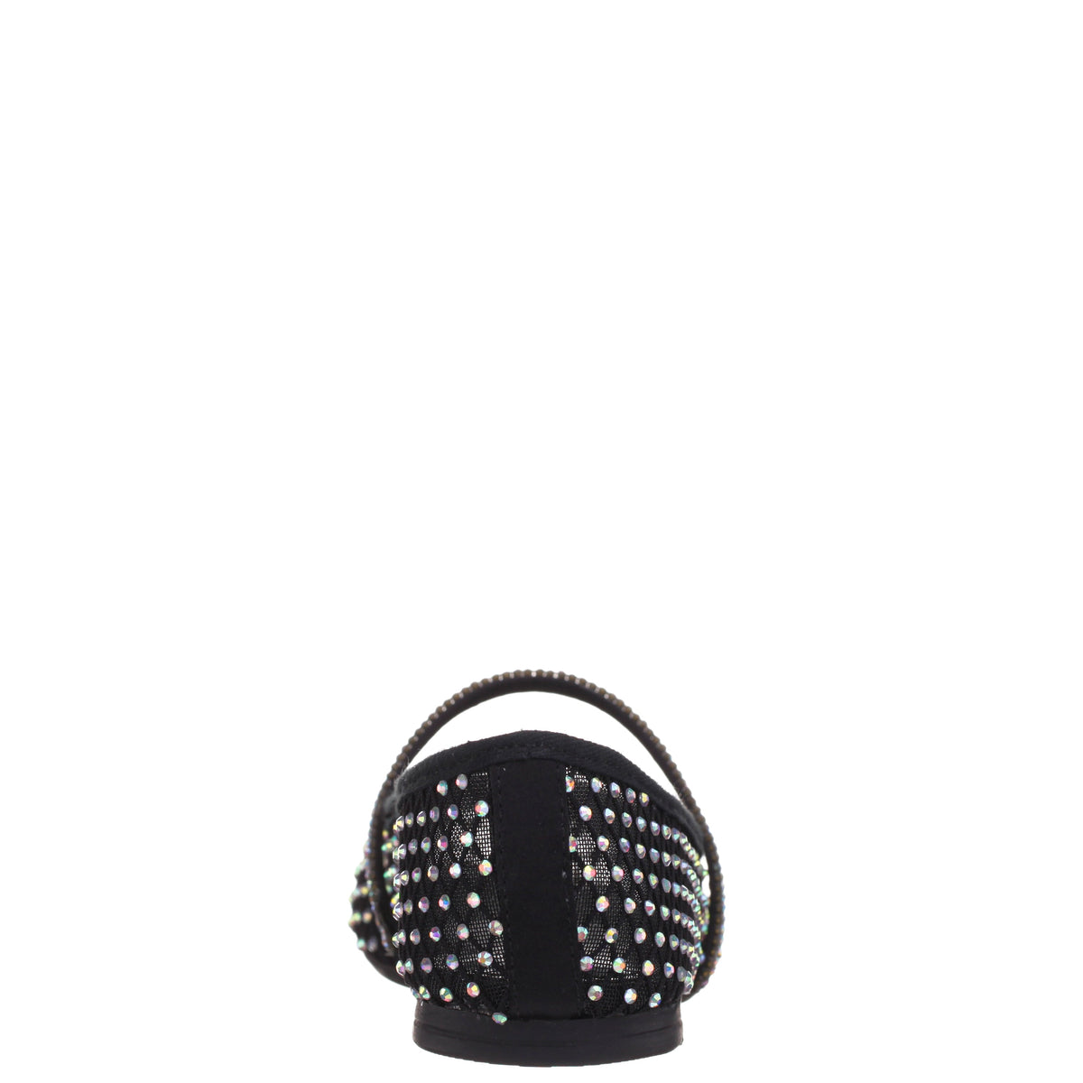 Girls Jessa Black Rhinestone Mesh Ballet Flats | Nina Shoes