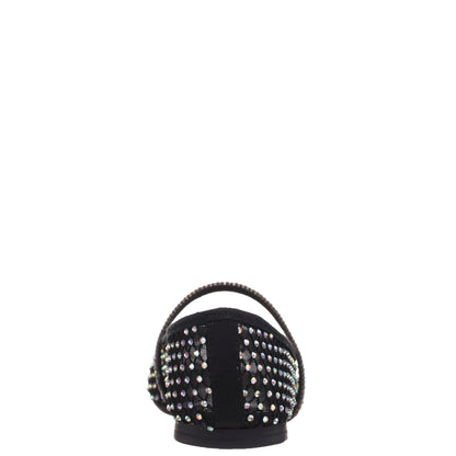Girls Jessa Black Rhinestone Mesh Ballet Flats | Nina Shoes