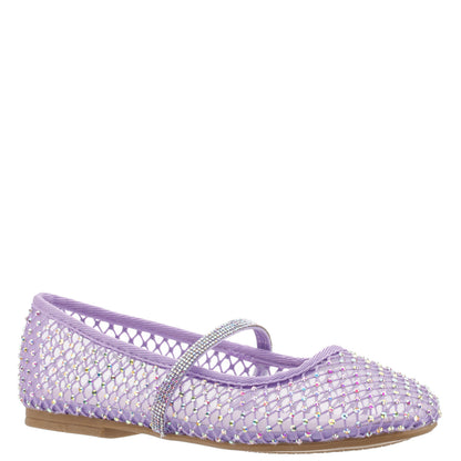 Girls Jessa Purple Rhinestone Mesh Ballet Flats | Nina Shoes