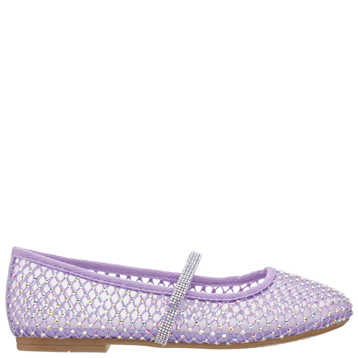 Girls Jessa Purple Rhinestone Mesh Ballet Flats | Nina Shoes