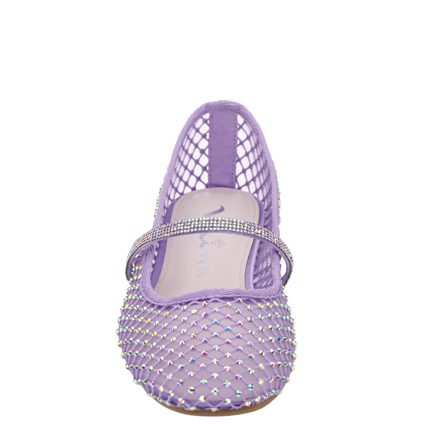 Girls Jessa Purple Rhinestone Mesh Ballet Flats | Nina Shoes