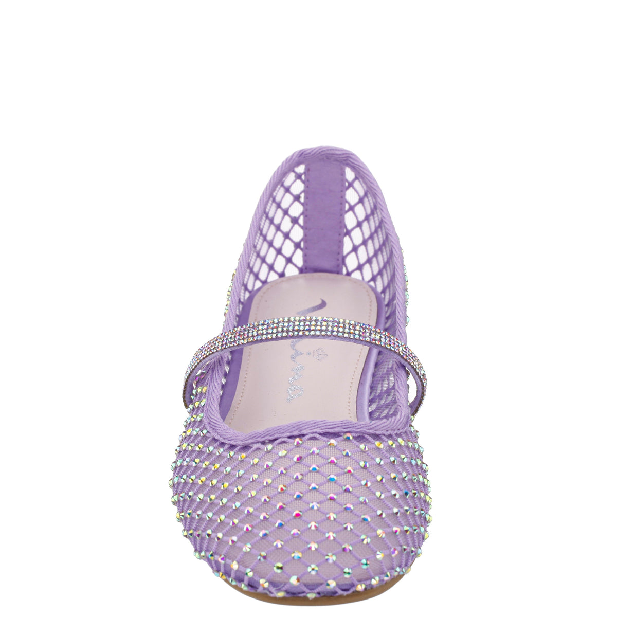 Girls Jessa Purple Rhinestone Mesh Ballet Flats | Nina Shoes