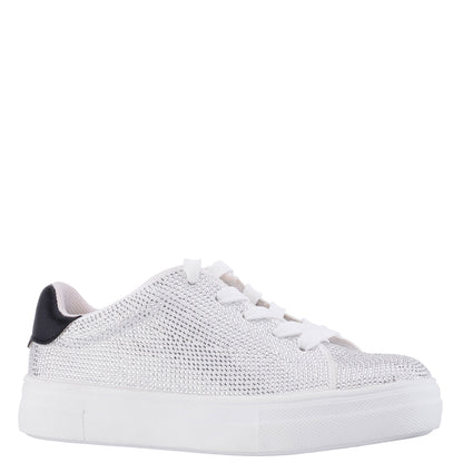 Girls Gigee White Rhinestone Low Top Sneakers | Nina Shoes