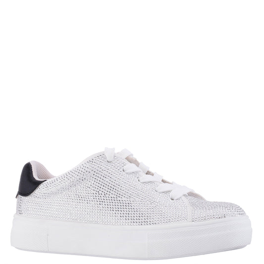 Girls Gigee White Rhinestone Low Top Sneakers | Nina Shoes