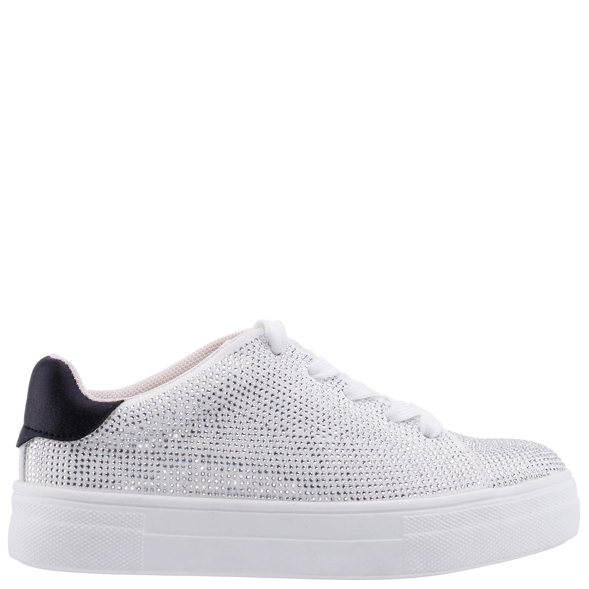 Girls Gigee White Rhinestone Low Top Sneakers | Nina Shoes