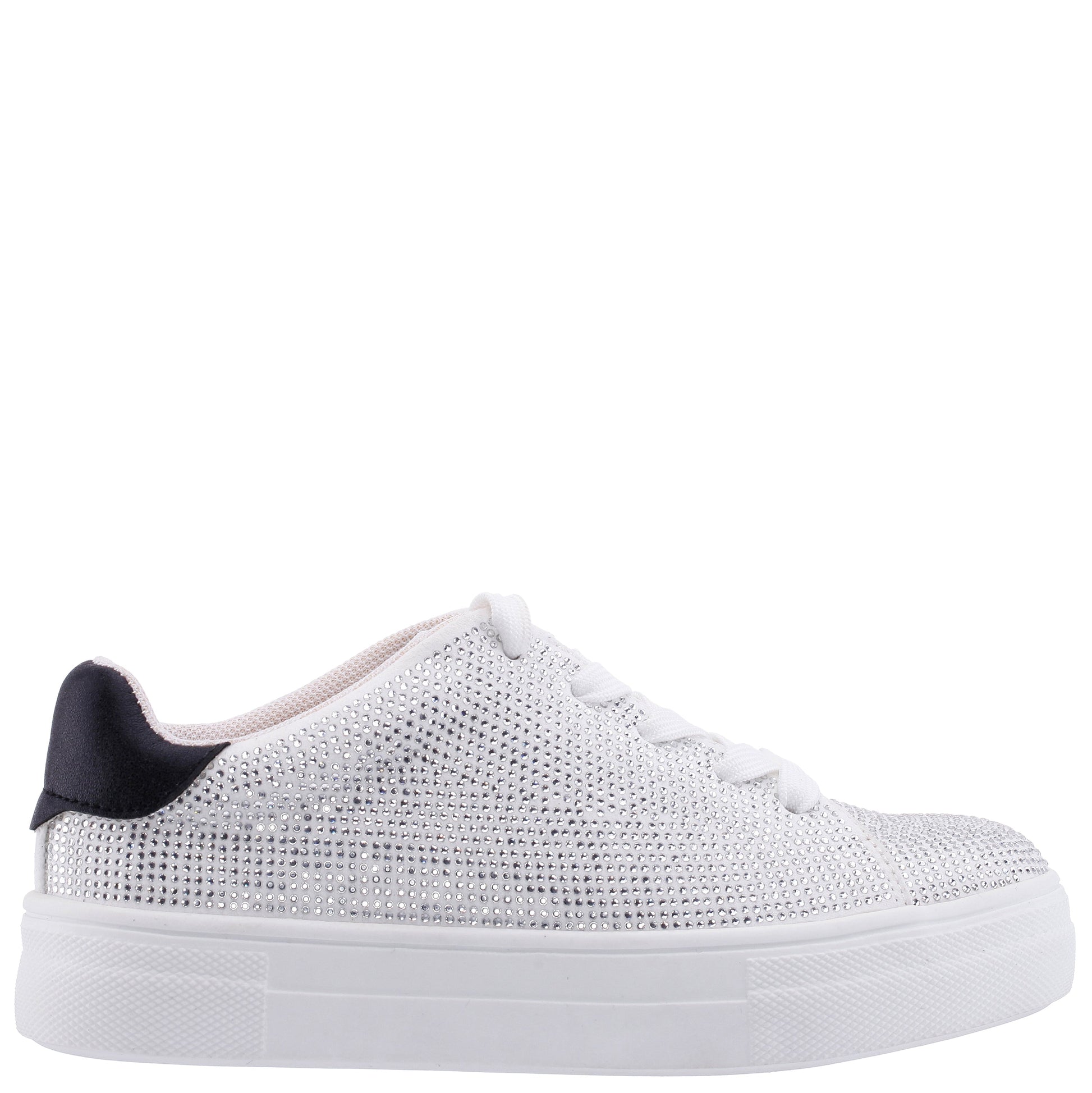 Girls Gigee White Rhinestone Low Top Sneakers | Nina Shoes