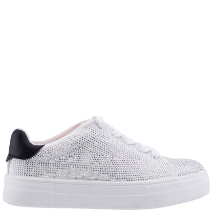 Girls Gigee White Rhinestone Low Top Sneakers | Nina Shoes