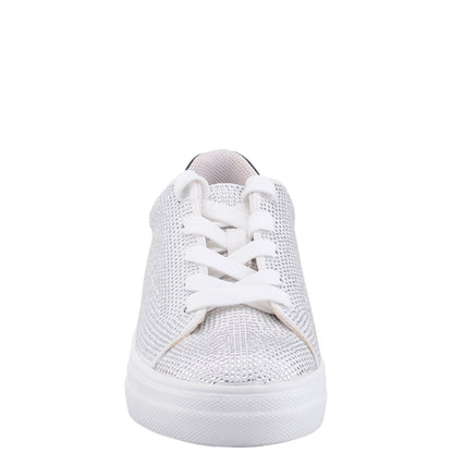 Girls Gigee White Rhinestone Low Top Sneakers | Nina Shoes