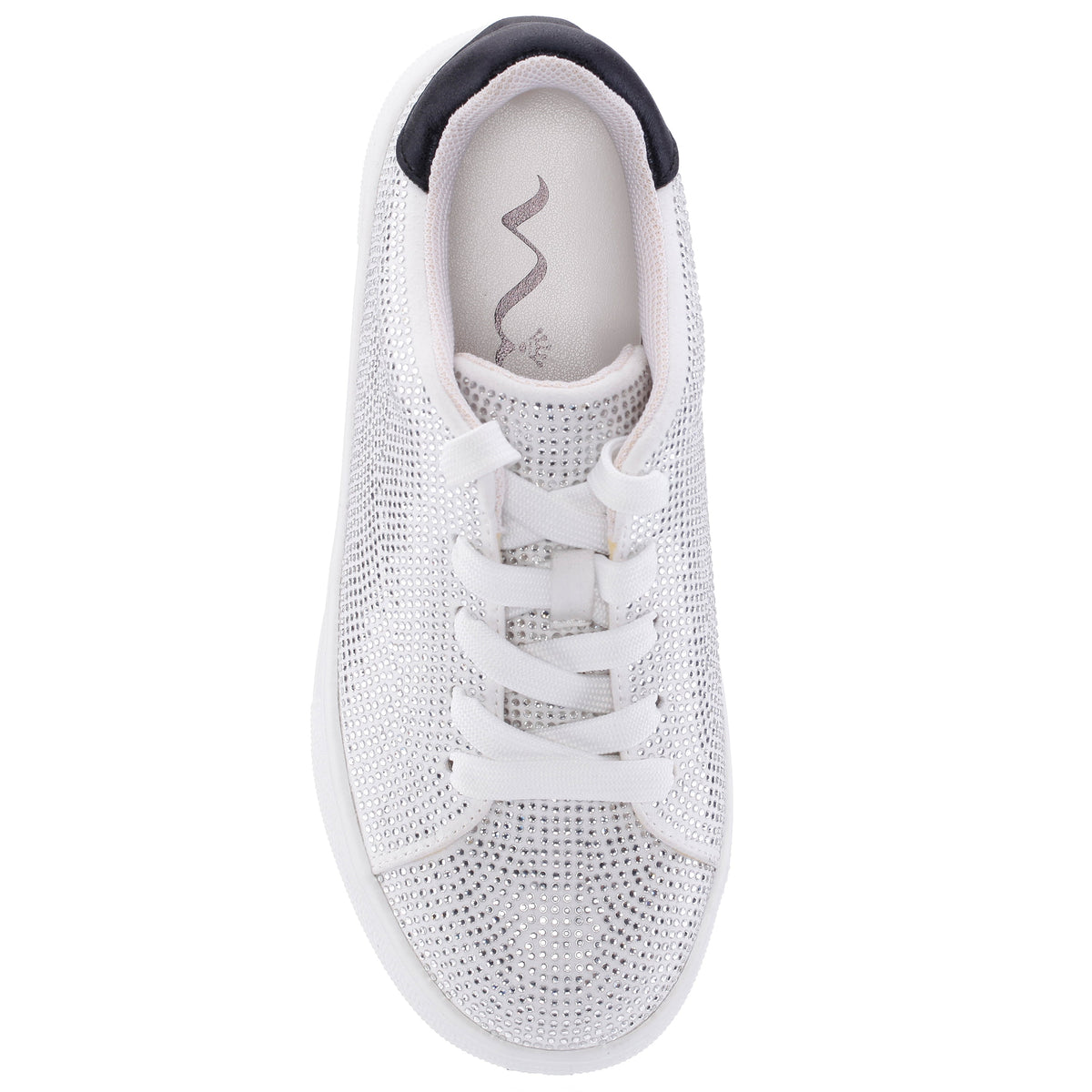 Girls Gigee White Rhinestone Low Top Sneakers | Nina Shoes