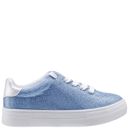 Girls Gigee Blue Rhinestone Low Top Sneakers | Nina Shoes