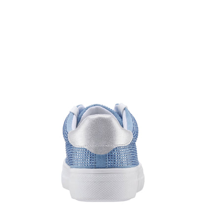 Girls Gigee Blue Rhinestone Low Top Sneakers | Nina Shoes