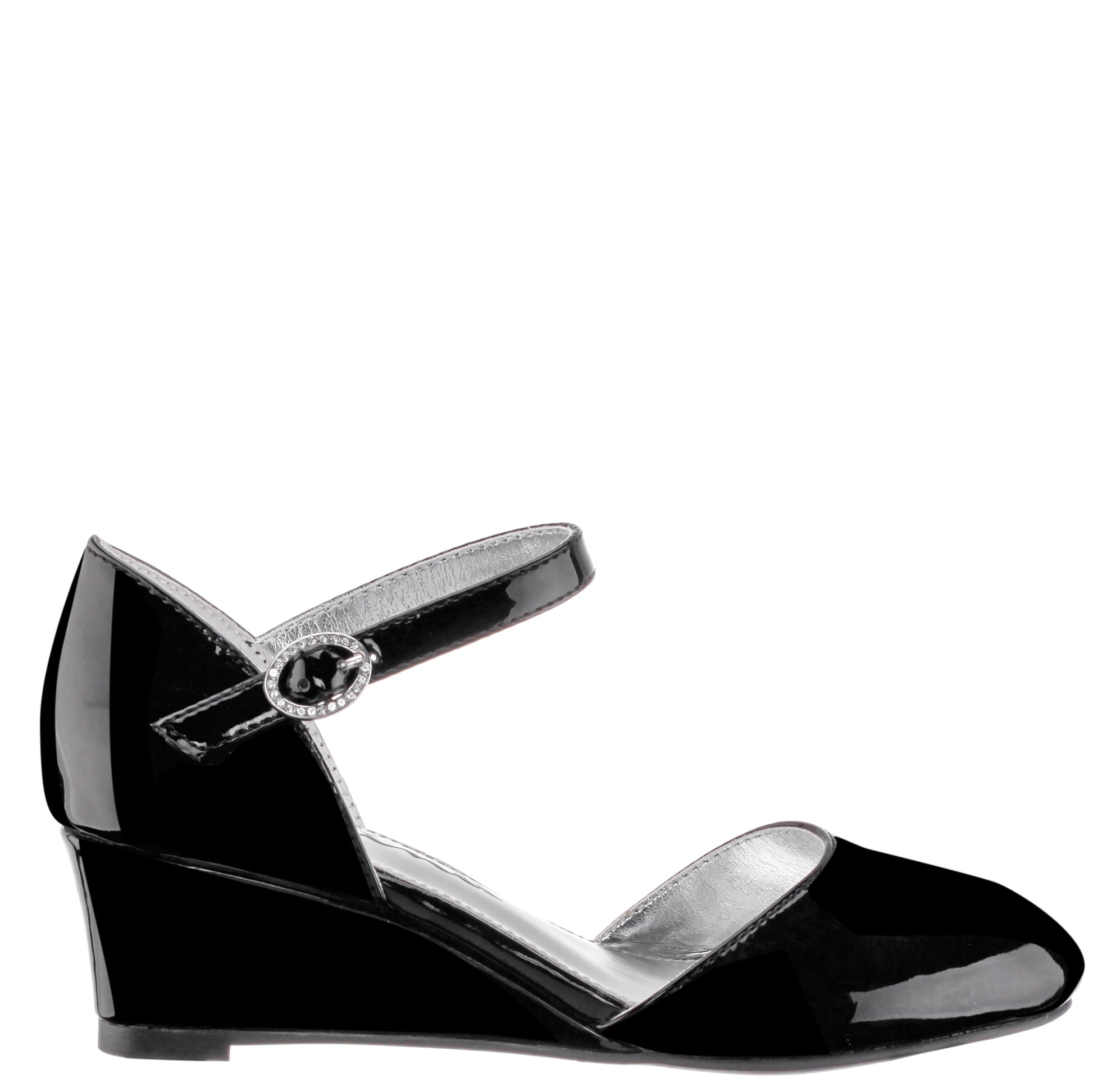 Girls Lenora Black Wedge Dress Shoes | Nina Shoes