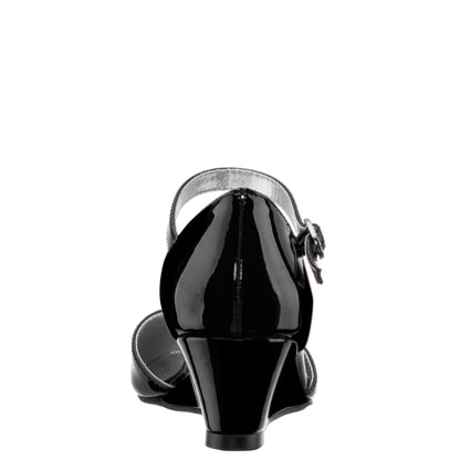 Girls Lenora Black Wedge Dress Shoes | Nina Shoes