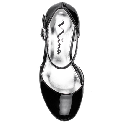 Girls Lenora Black Wedge Dress Shoes | Nina Shoes