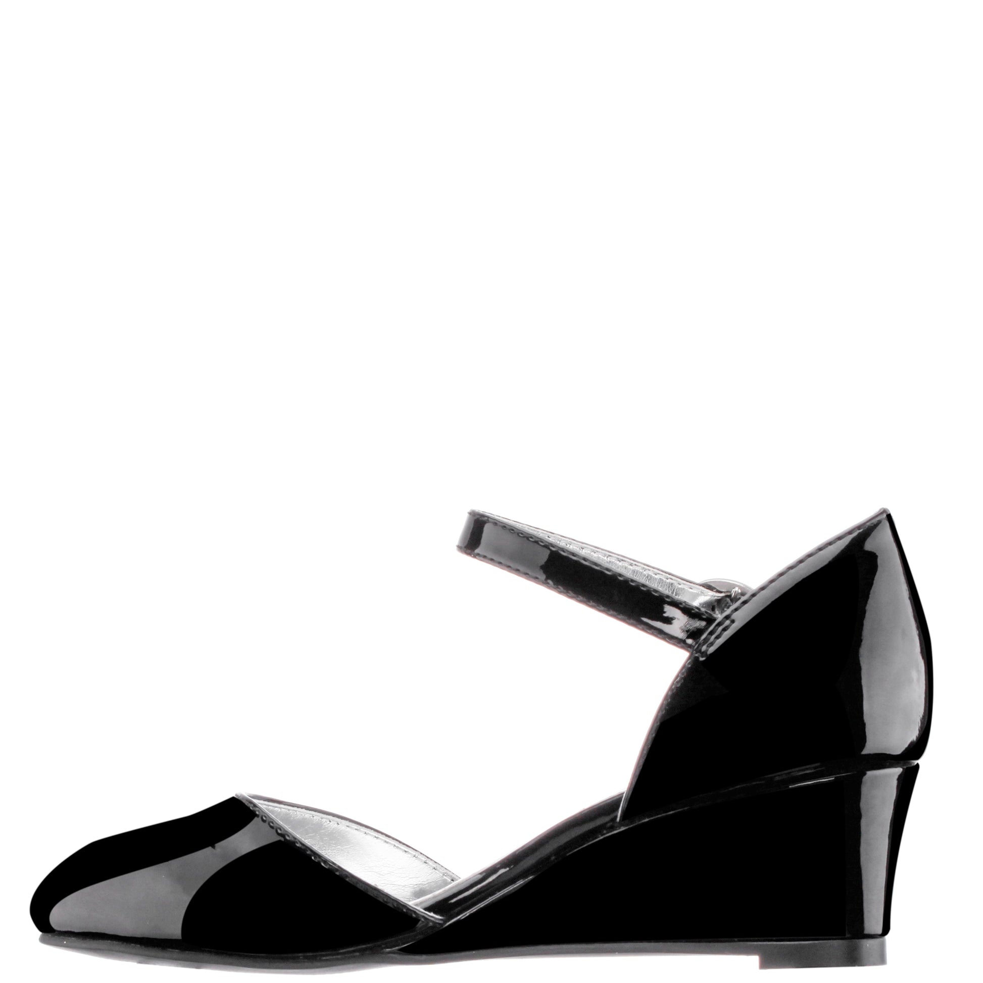 Girls Lenora Black Wedge Dress Shoes | Nina Shoes