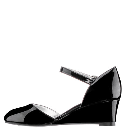Girls Lenora Black Wedge Dress Shoes | Nina Shoes
