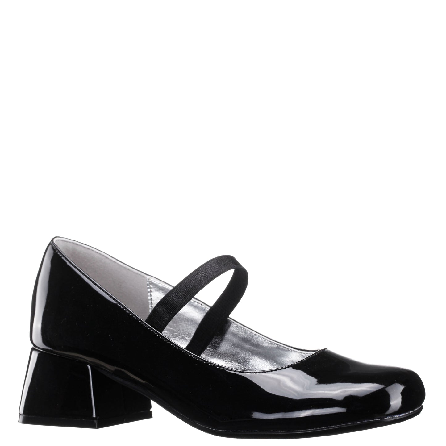 Girls Tevi Black Patent Elastic Strap Dress Shoes | Nina Shoes