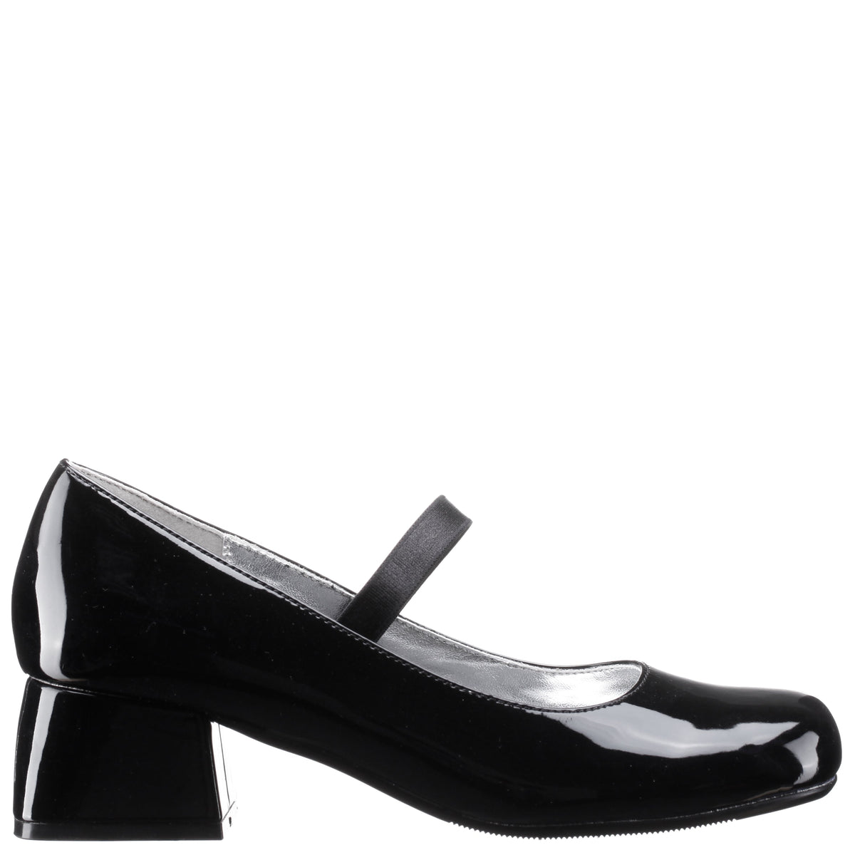 Girls Tevi Black Patent Elastic Strap Dress Shoes | Nina Shoes